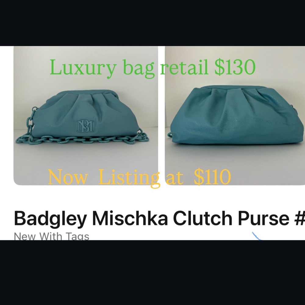 Badgley Mischka Blue Ruched Clutch